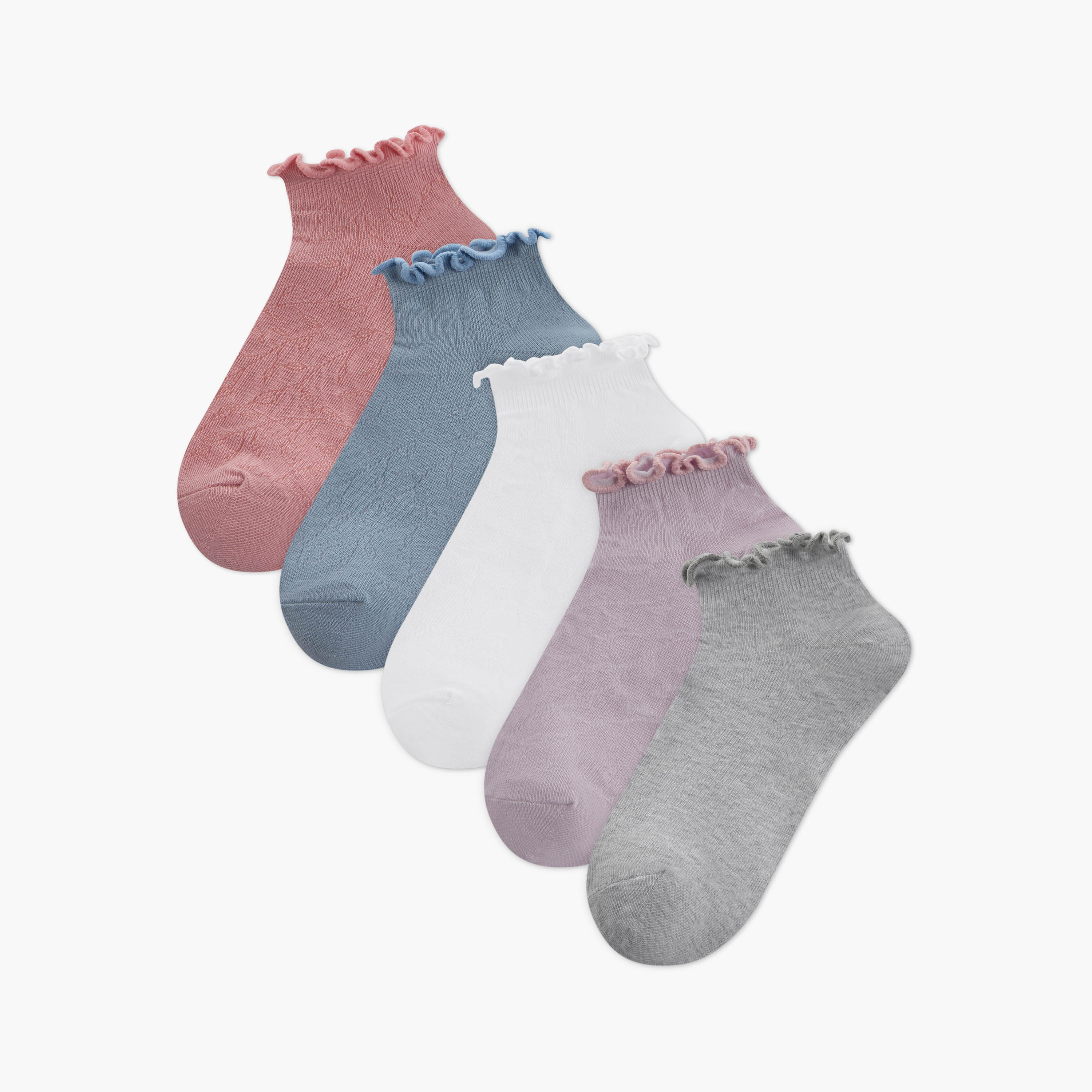طقم من 5 - جوارب قطن طول الكاحل من جلوو-women-socksandstockings-image-1