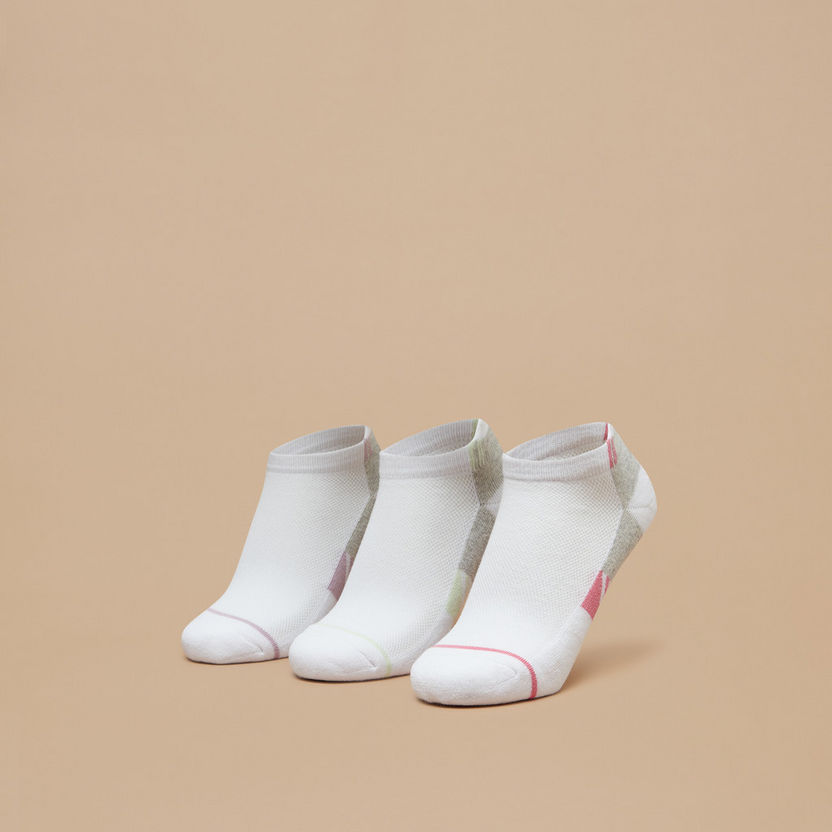 Gloo Textured Ankle Length Sports Socks - Set of 3-Women%27s Socks-image-0