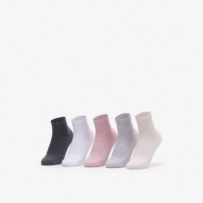 Gloo Textured Crew Length Socks - Set of 5-Women%27s Socks-image-0