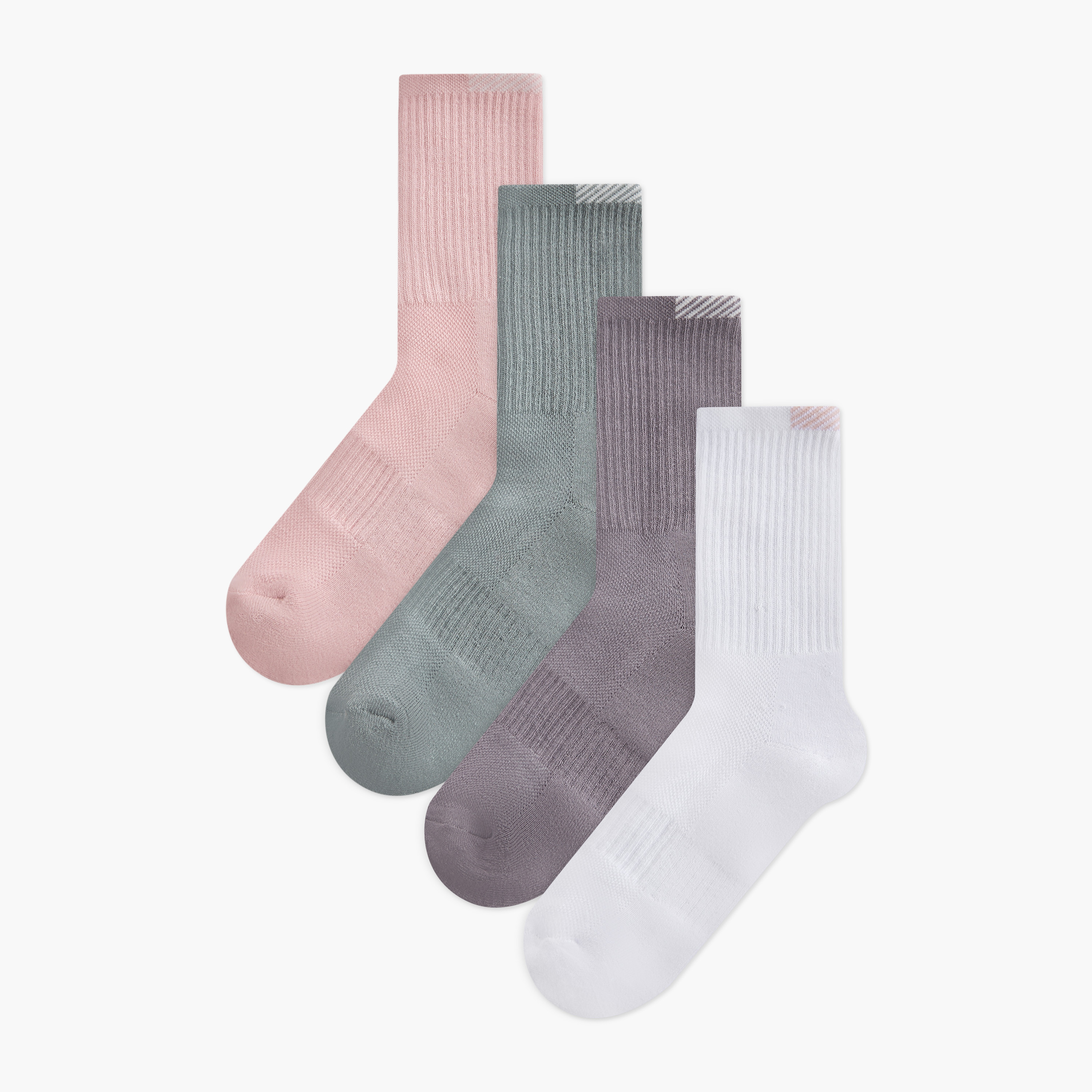 Gloo Textured Crew Length Cushioned Socks - Set of 4-women-socksandstockings-image-1