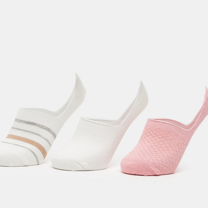 Gloo Textured No Show Socks - Set of 3-Women%27s Socks-image-1