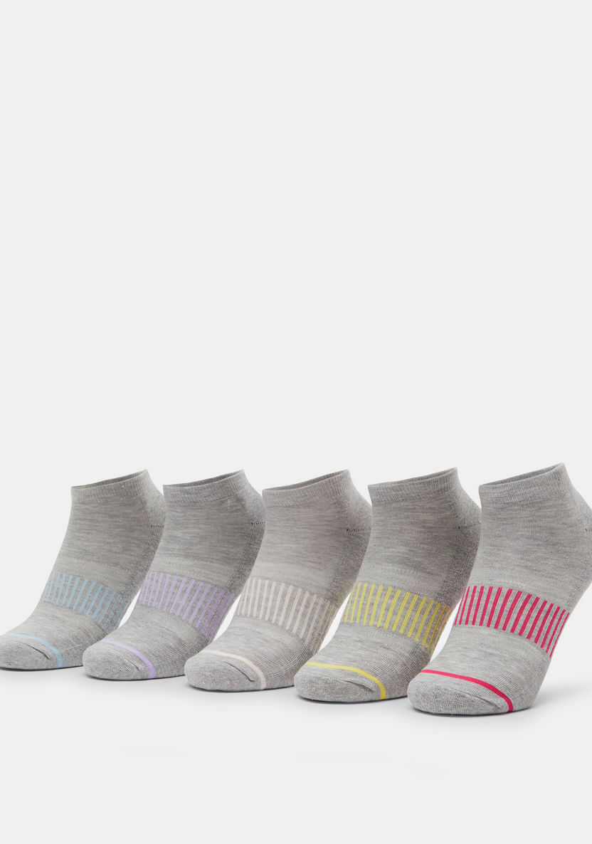 Gloo Striped Ankle Length Sports Socks - Set of 5-Women%27s Socks-image-0