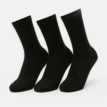 Solid Calf Length Socks - Set of 3