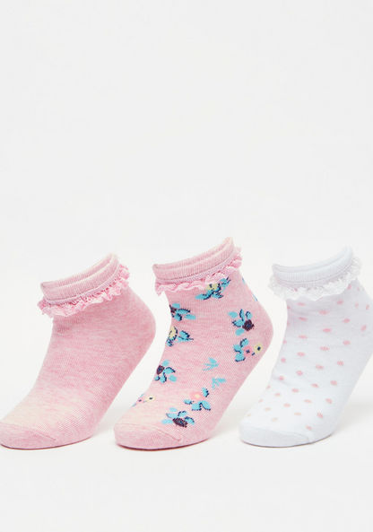 Assorted Crew Length Socks with Frill Detail - Set of 3