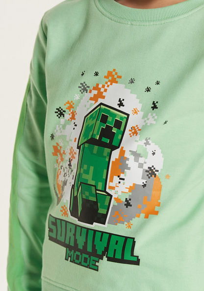 Minecraft Printed Long Sleeve Sweatshirt and Jogger Set-Clothes Sets-image-3