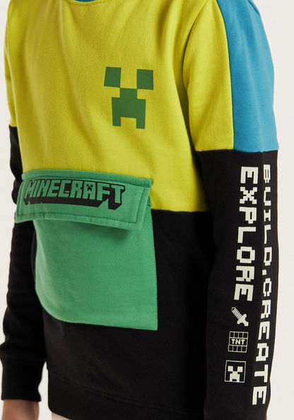 Minecraft Colourblock Crew Neck Sweatshirt with Long Sleeves and Pocket-Sweatshirts-image-2