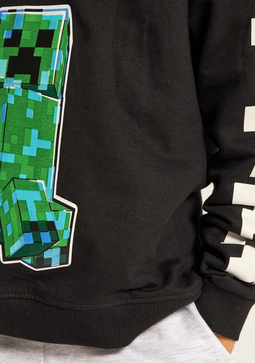 Minecraft Printed Crew Neck Sweatshirt with Long Sleeves-Sweatshirts-image-2