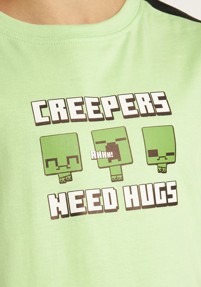 Minecraft Graphic Print Crew Neck T-shirt with Short Sleeves-T Shirts-image-2