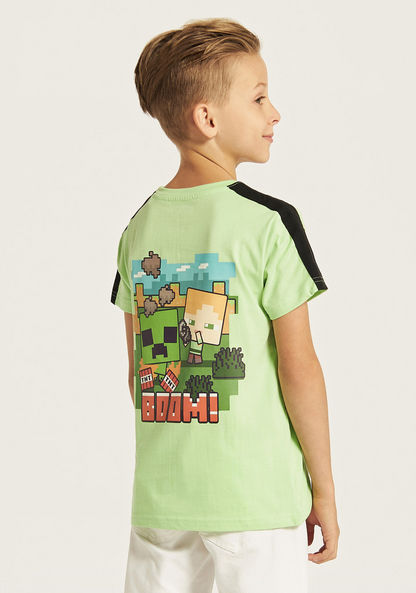 Minecraft Graphic Print Crew Neck T-shirt with Short Sleeves-T Shirts-image-3