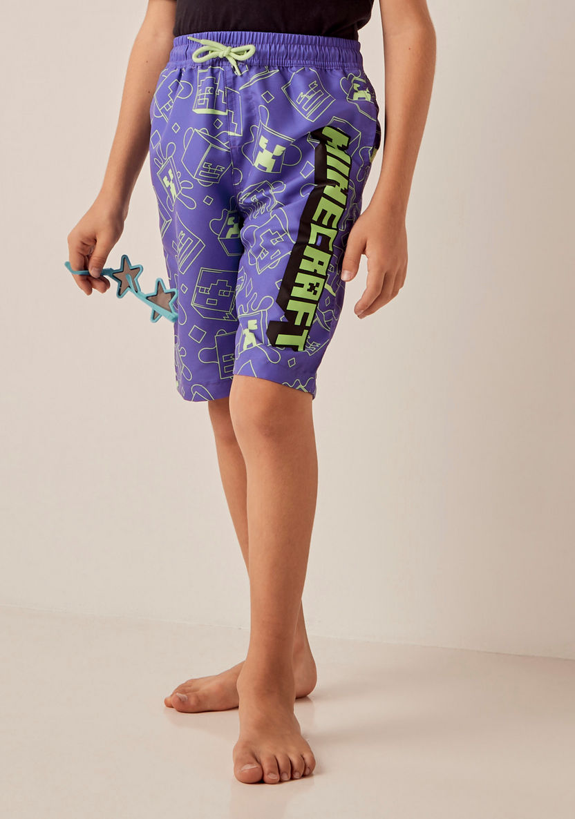 Minecraft All-Over Print Swim Shorts with Pockets and Drawstring Closure-Swimwear-image-1