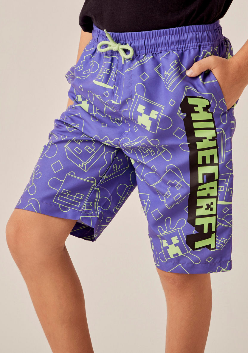 Minecraft All-Over Print Swim Shorts with Pockets and Drawstring Closure-Swimwear-image-2