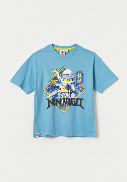 Lego Ninjago Print Crew Neck T-shirt with Short Sleeves-T Shirts-image-0