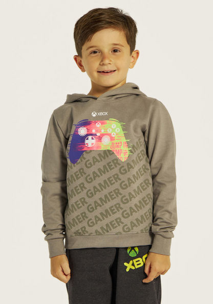 Xbox Printed Sweatshirt with Hood and Long Sleeves-Sweaters and Cardigans-image-0