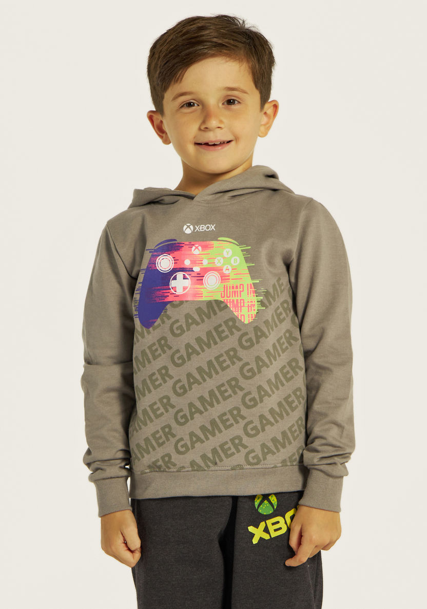 Xbox Printed Sweatshirt with Hood and Long Sleeves-Sweaters and Cardigans-image-0