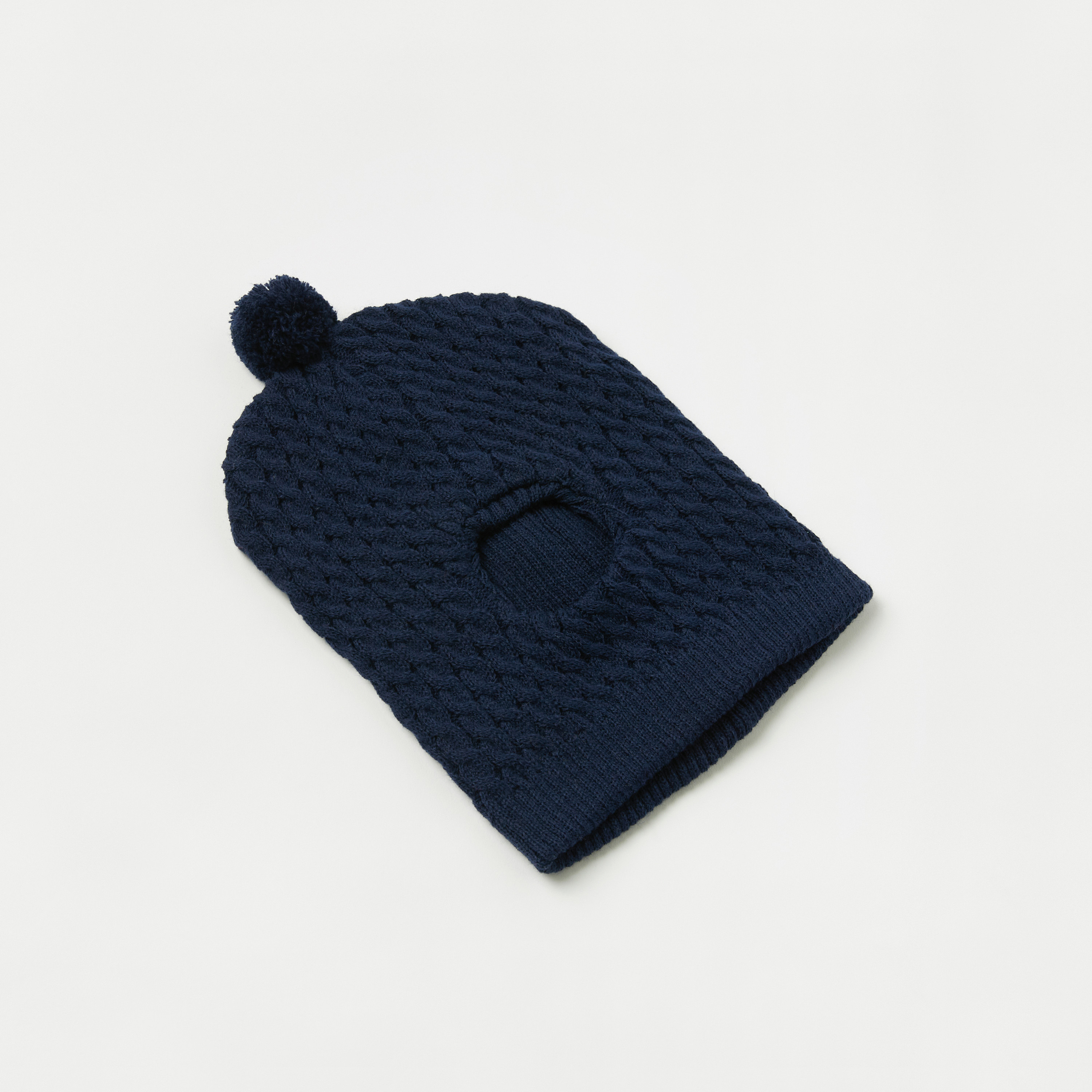 Juniors Cable Knitted Monkey Cap with Pom Pom Accent-baby-boys-accessories-caps-image-2