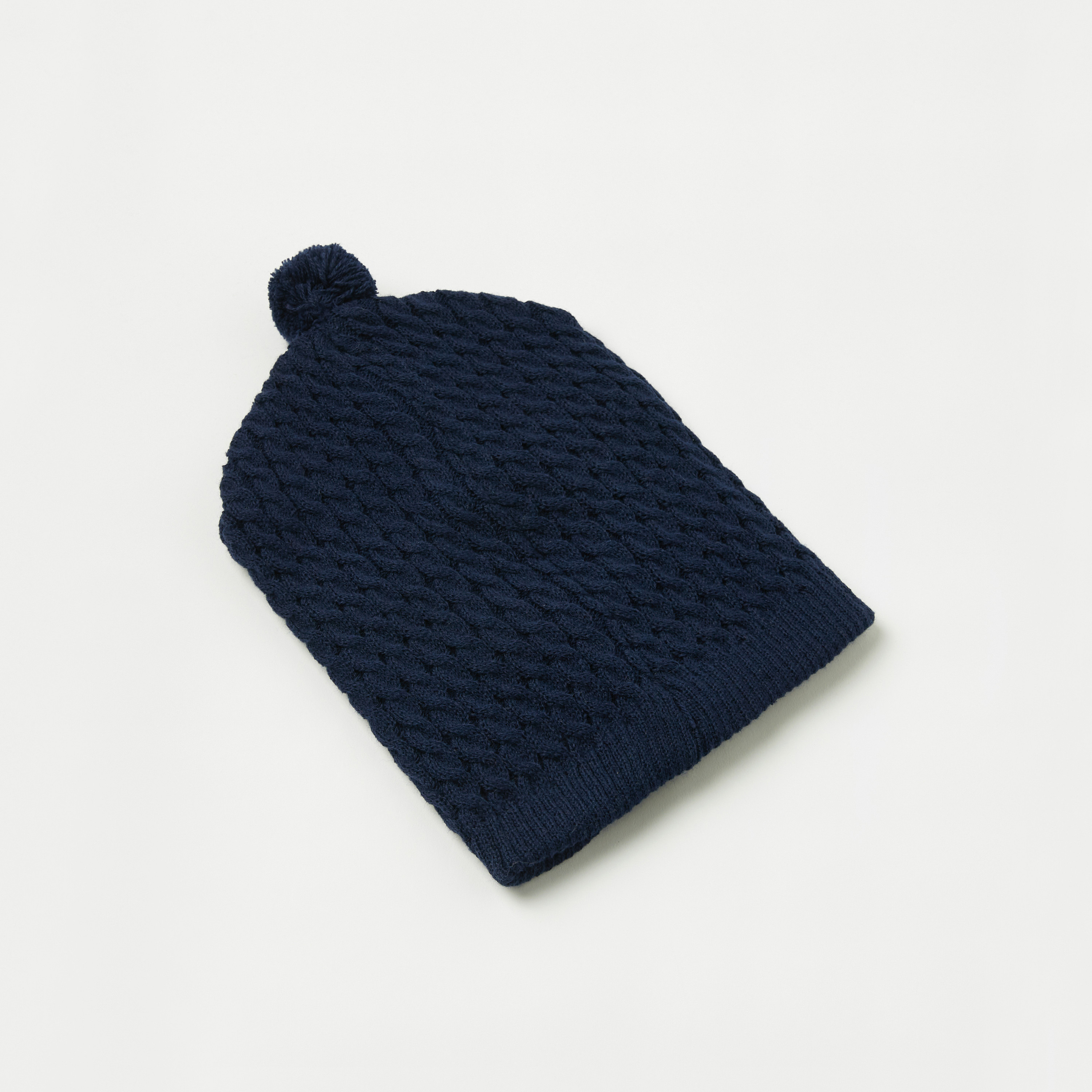 Juniors Cable Knitted Monkey Cap with Pom Pom Accent-baby-boys-accessories-caps-image-4
