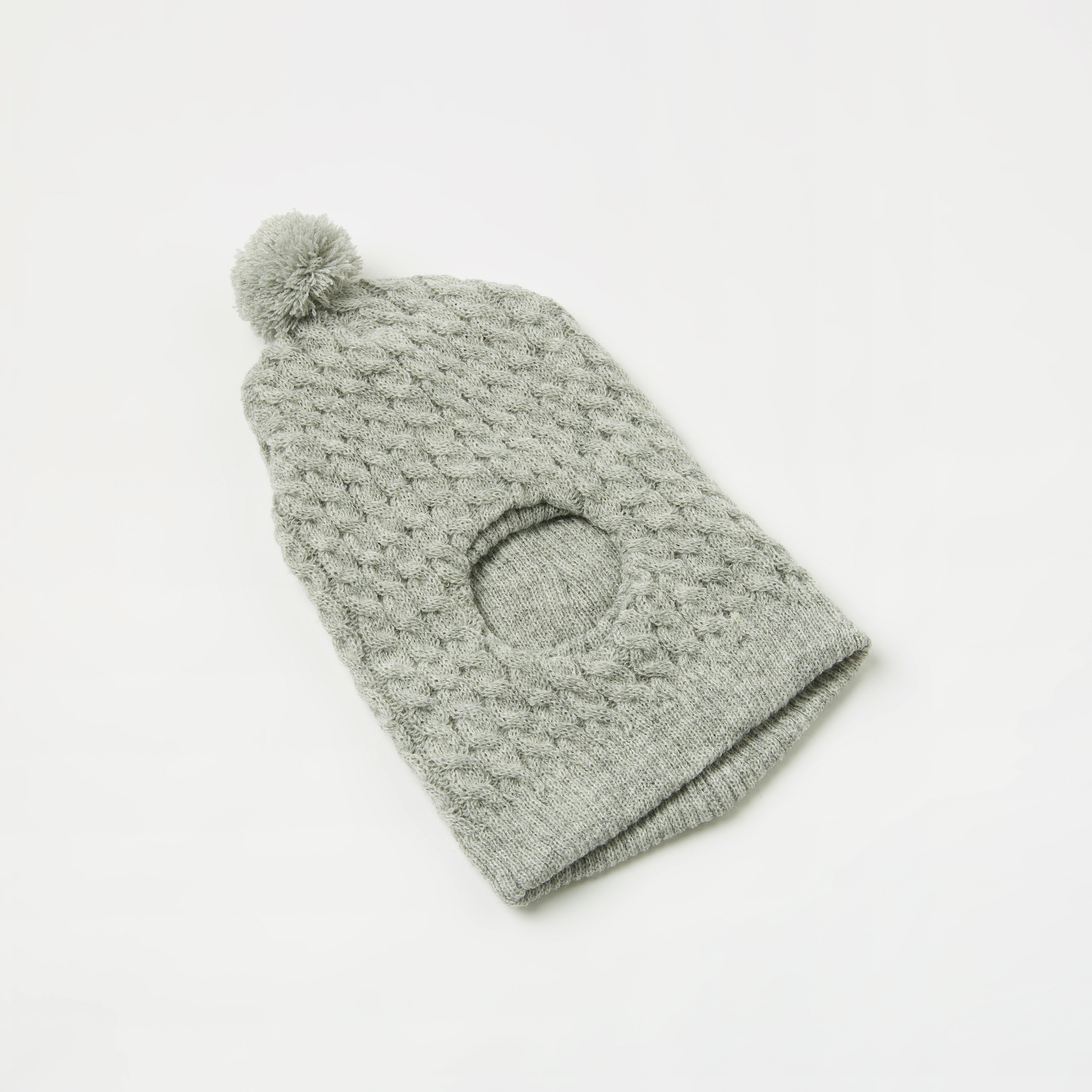 Juniors Cable Knitted Monkey Cap with Pom Pom Accent-baby-boys-accessories-caps-image-2