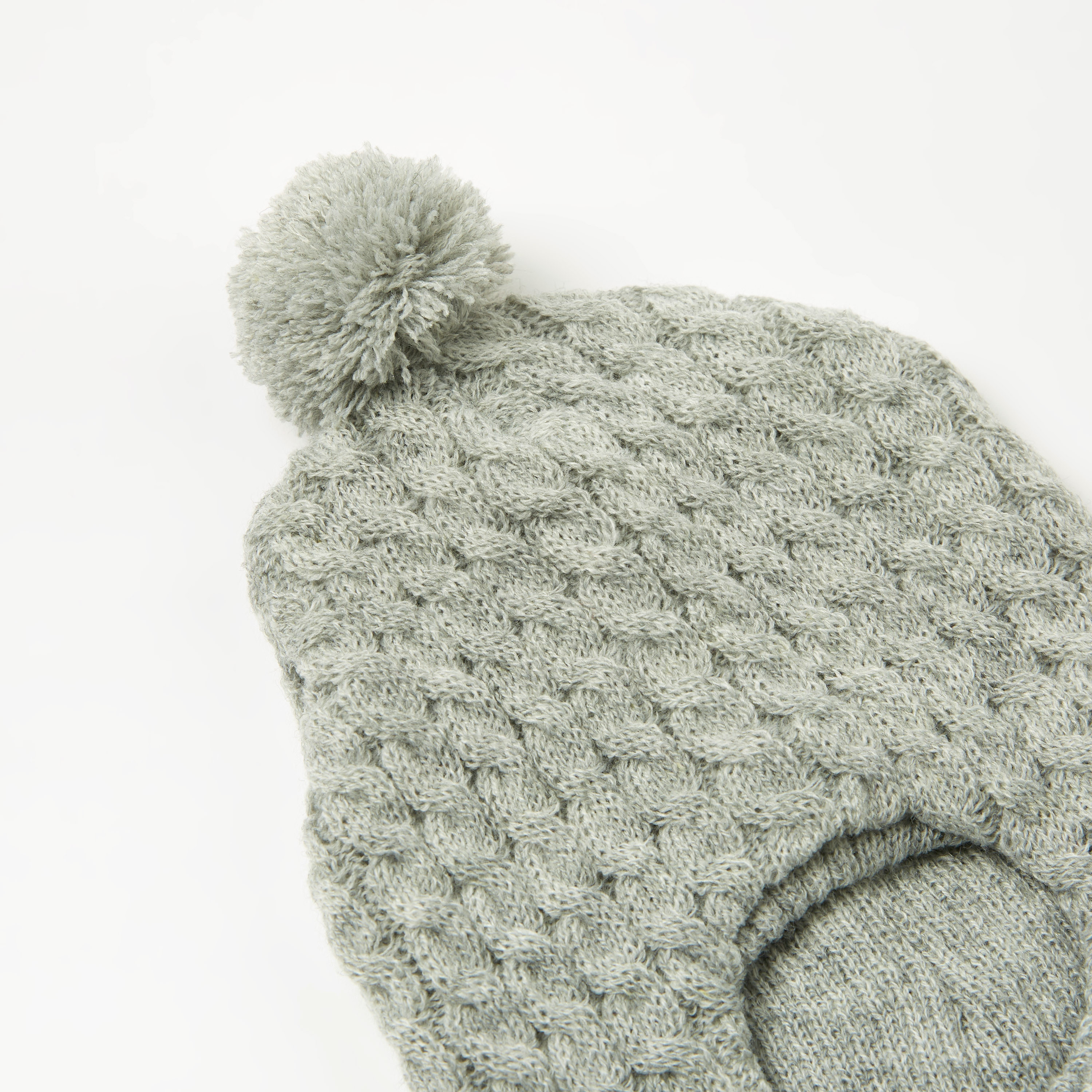 Juniors Cable Knitted Monkey Cap with Pom Pom Accent-baby-boys-accessories-caps-image-3