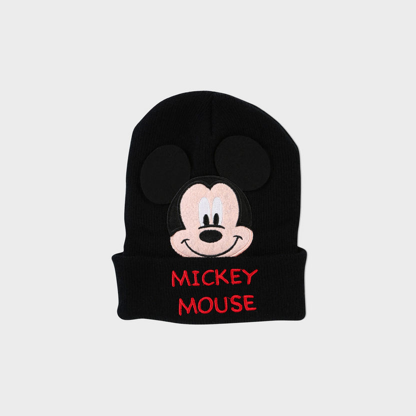 Mickey Mouse Applique Detail Beanie-Winter Accessories-image-0