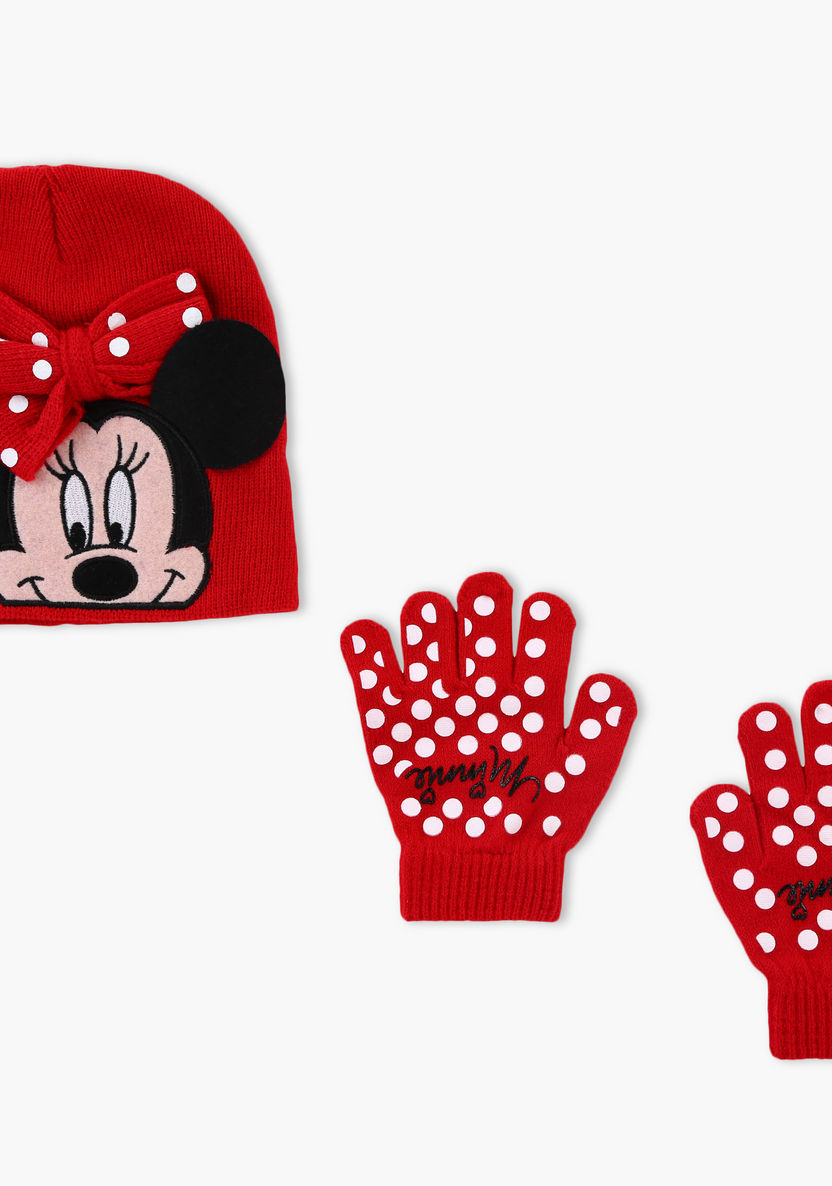 Minnie Mouse Printed Cap and Gloves Set-Caps-image-0