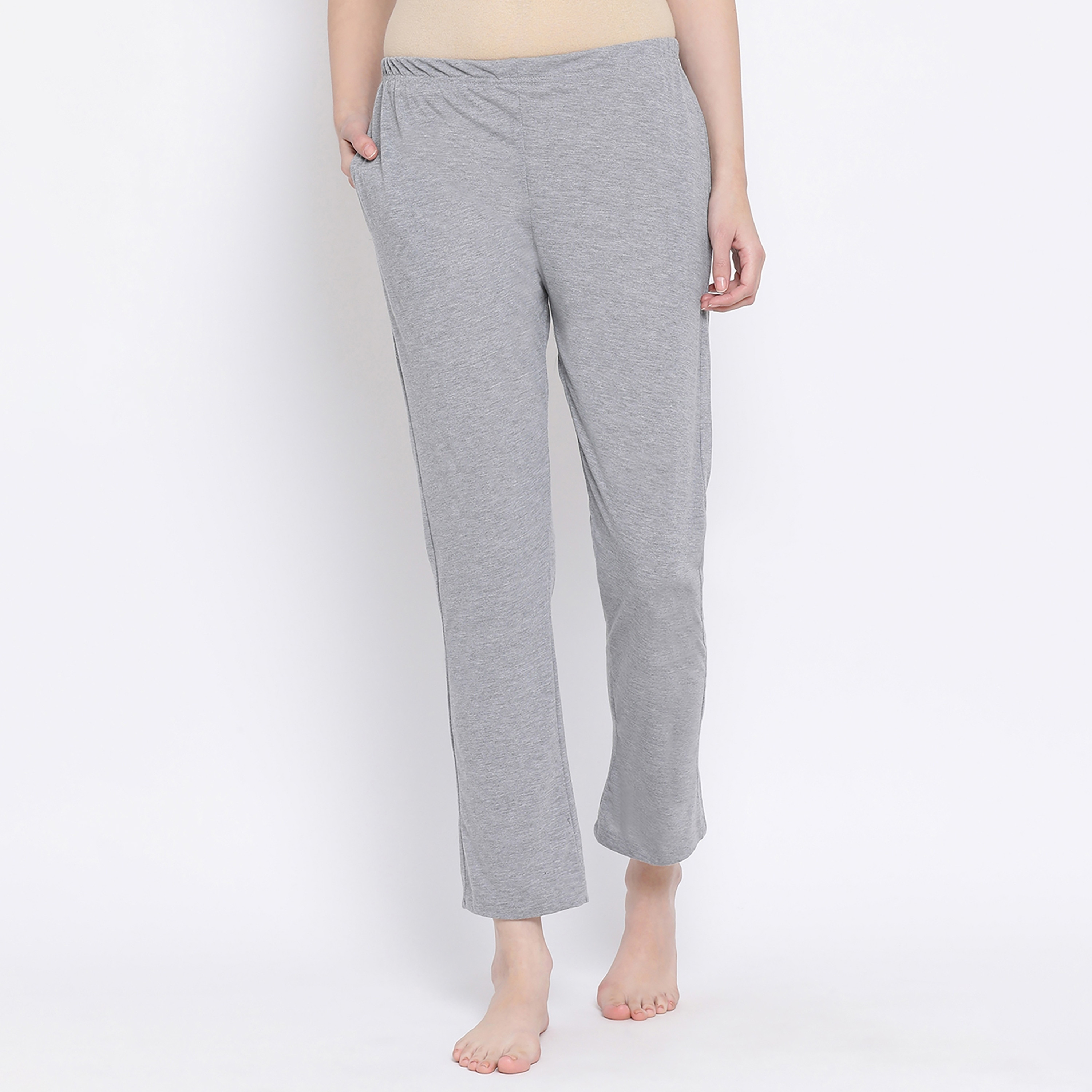 Clovia Elastic Waistband Women's Pyjama in Grey - Cotton Rich-women-clothing-nightwear-pyjamas-bottoms-image-1