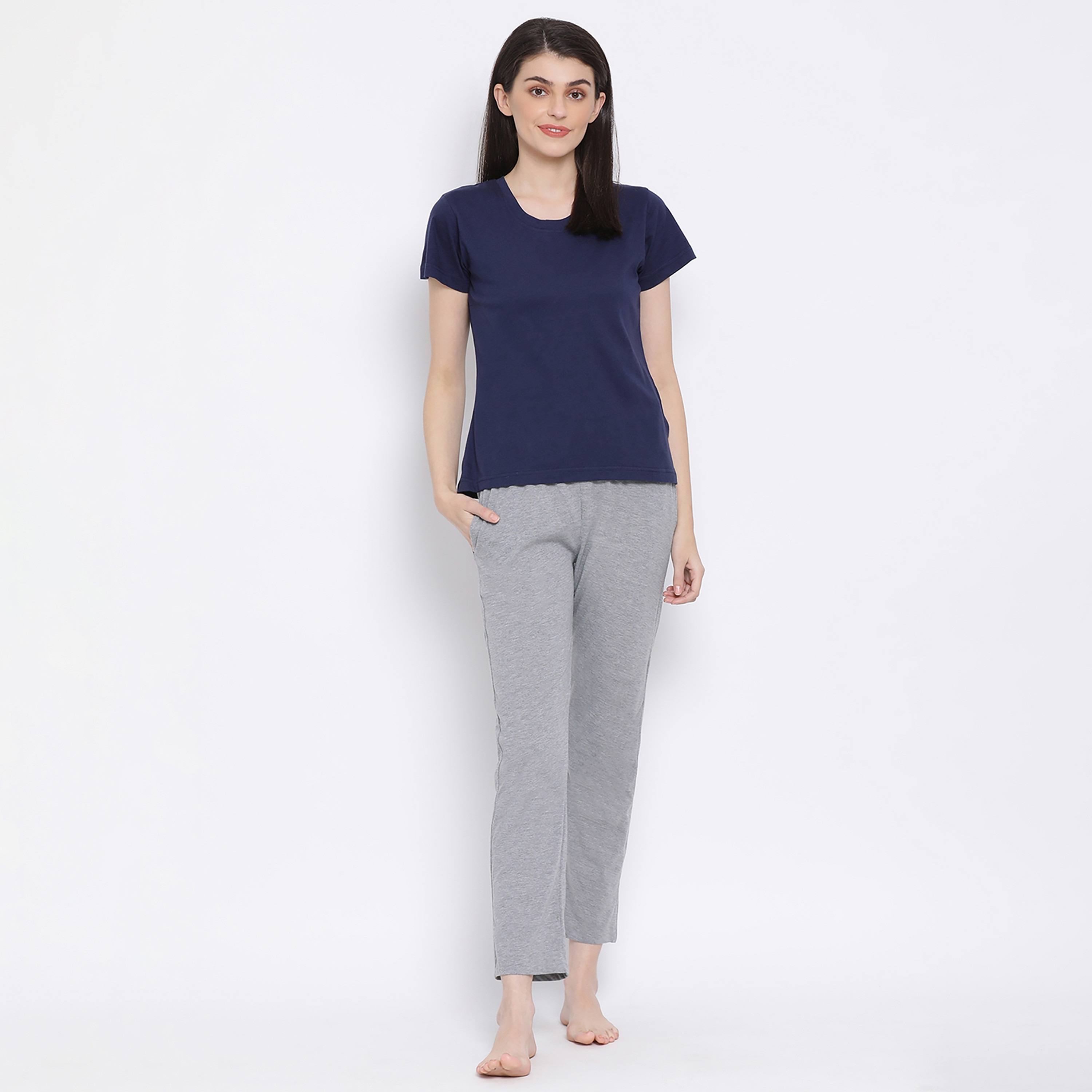 Clovia Elastic Waistband Women's Pyjama in Grey - Cotton Rich-women-clothing-nightwear-pyjamas-bottoms-image-2