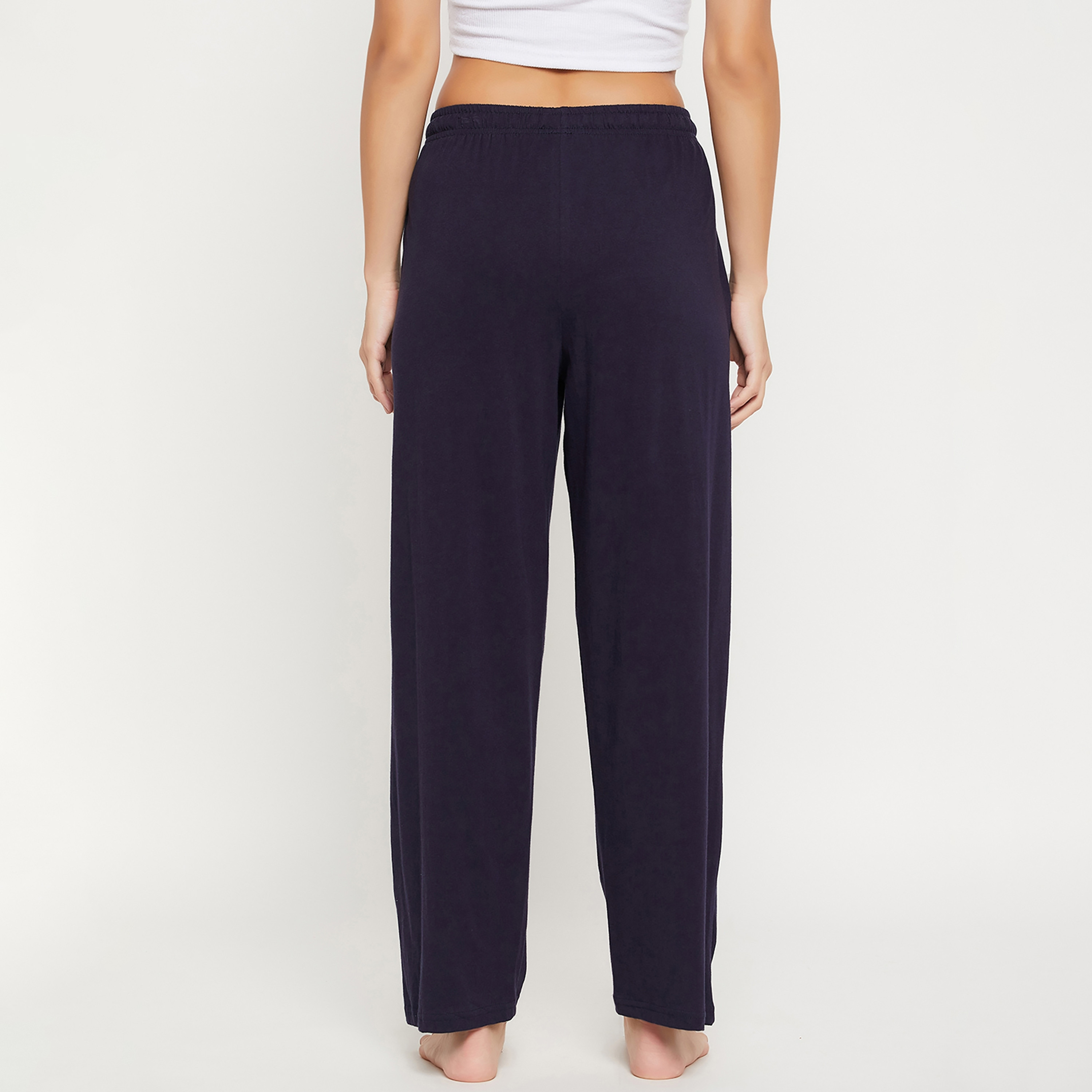 بيجامة نسائية بحزام خصر مطاطي ورباط باللون الأزرق الداكن من كلوفيا - غني بالقطن-women-clothing-nightwear-pyjamas-bottoms-image-5