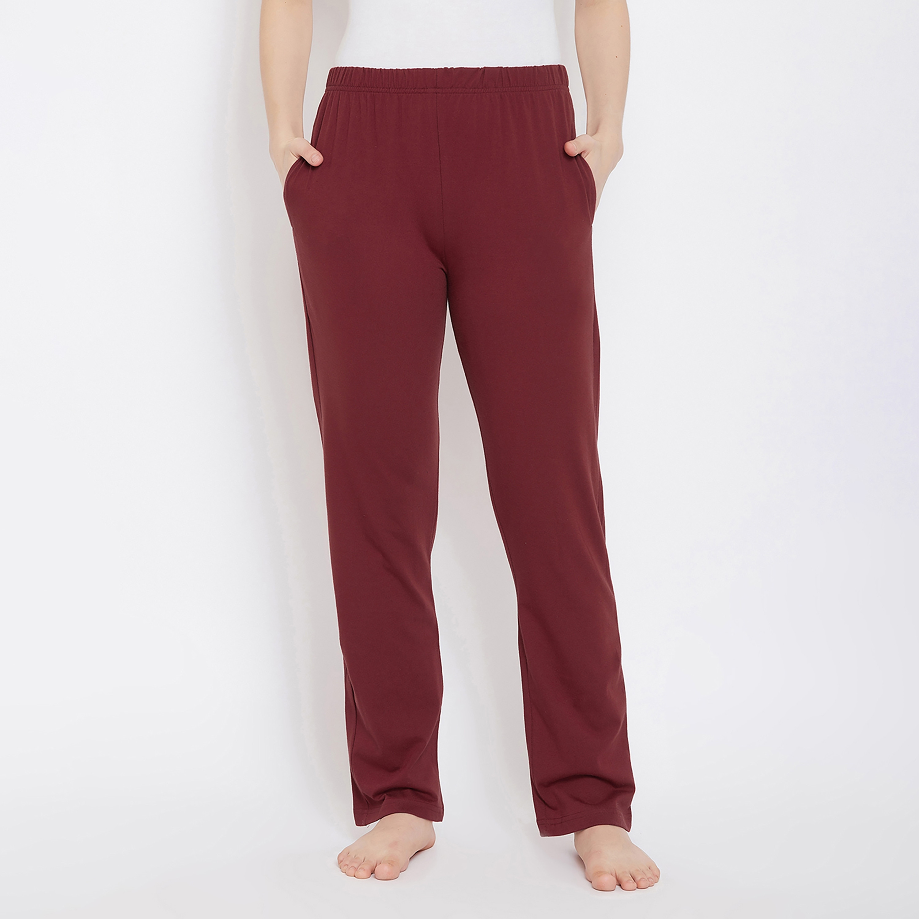 بيجامة نسائية شيك بيزك باللون العنابي من كلوفيا - غني بالقطن-women-clothing-nightwear-pyjamas-bottoms-image-1