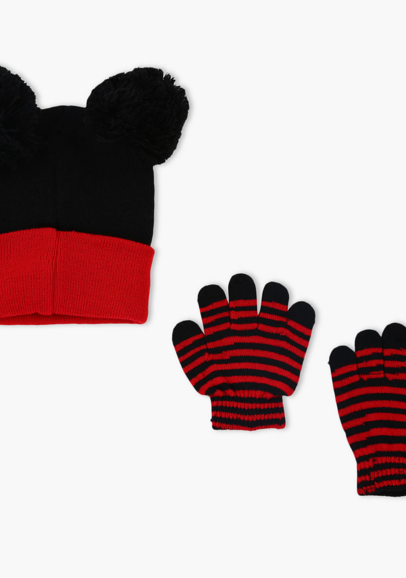 Mickey Mouse Embroidered Cap and Gloves Set-Caps-image-1