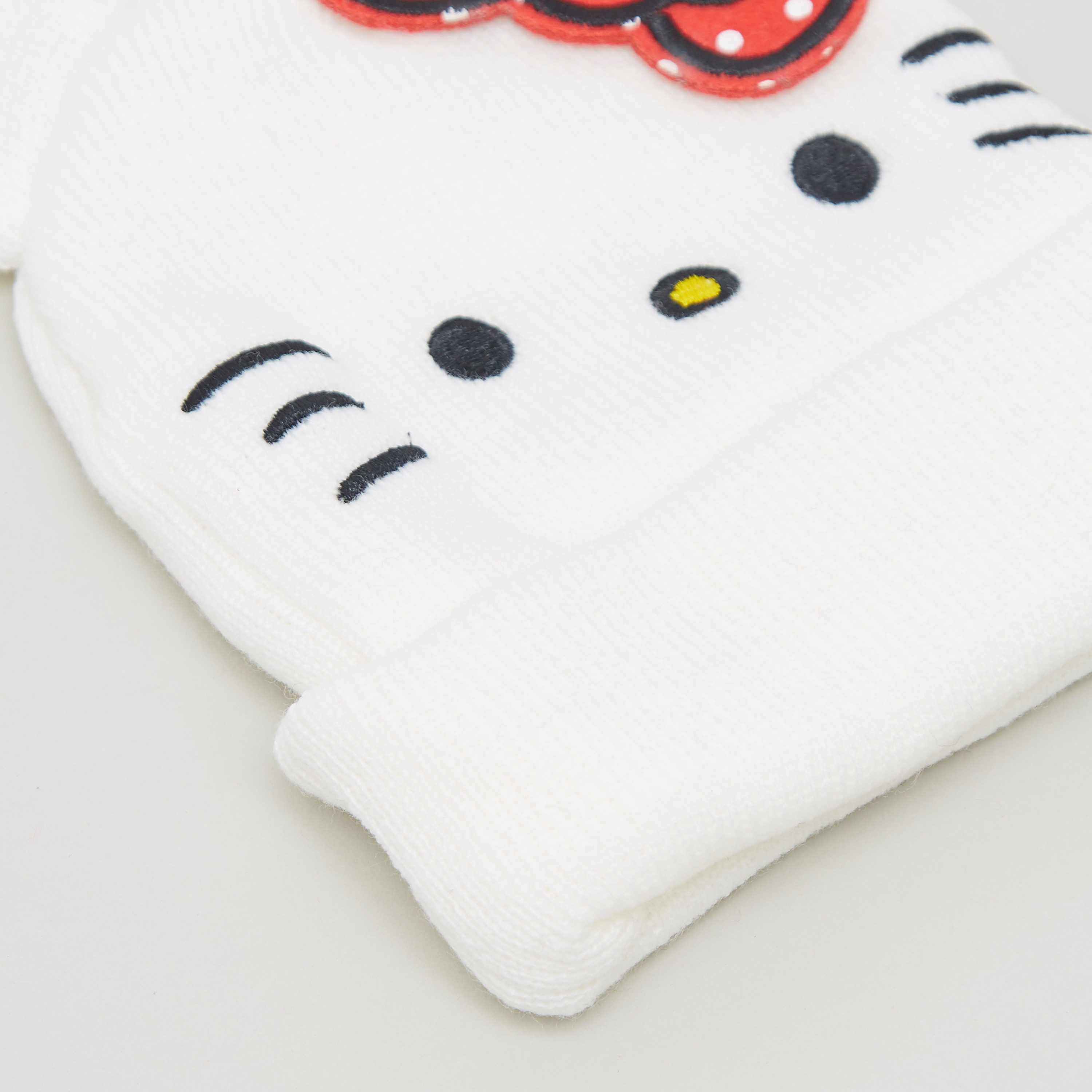 قبعة بحواف مطاطية وزخارف هالو كيتي-baby-girls-clothing-winterwear-winteraccessories-image-2