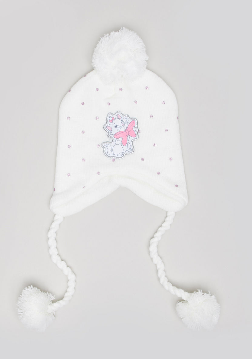 Disney Marie Printed Cap with Tie Ups and Pom Pom-Winter Accessories-image-0
