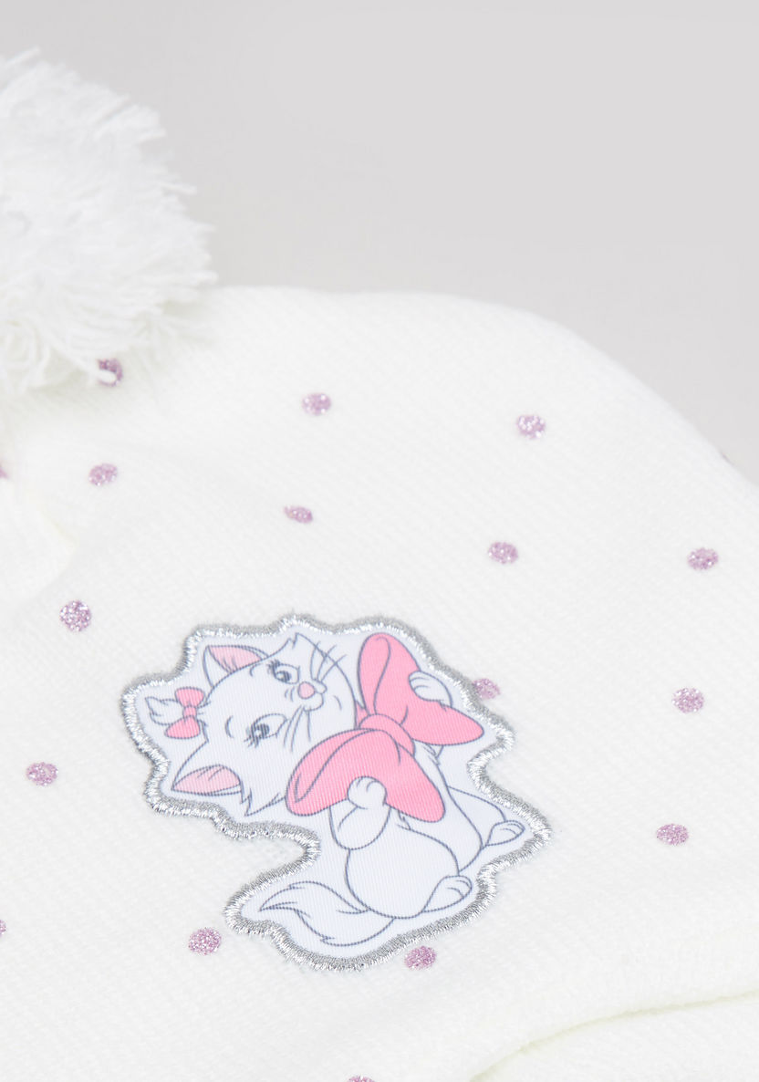Disney Marie Printed Cap with Tie Ups and Pom Pom-Winter Accessories-image-2