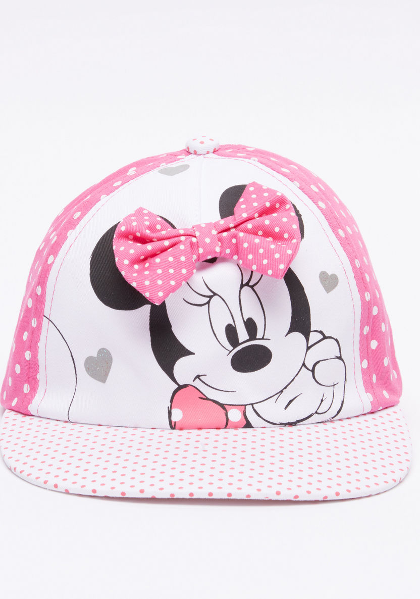 Minnie Mouse Printed Cap with Bow Applique-Caps-image-0