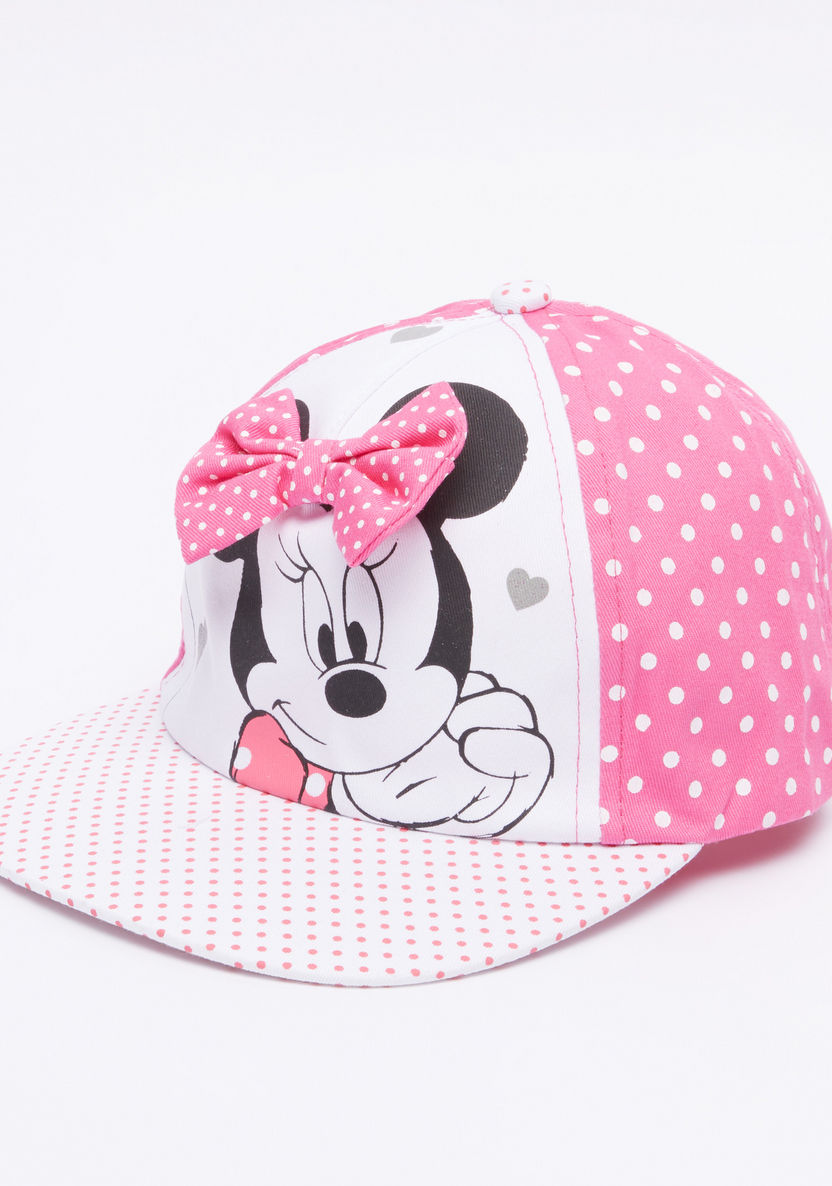 Minnie Mouse Printed Cap with Bow Applique-Caps-image-1