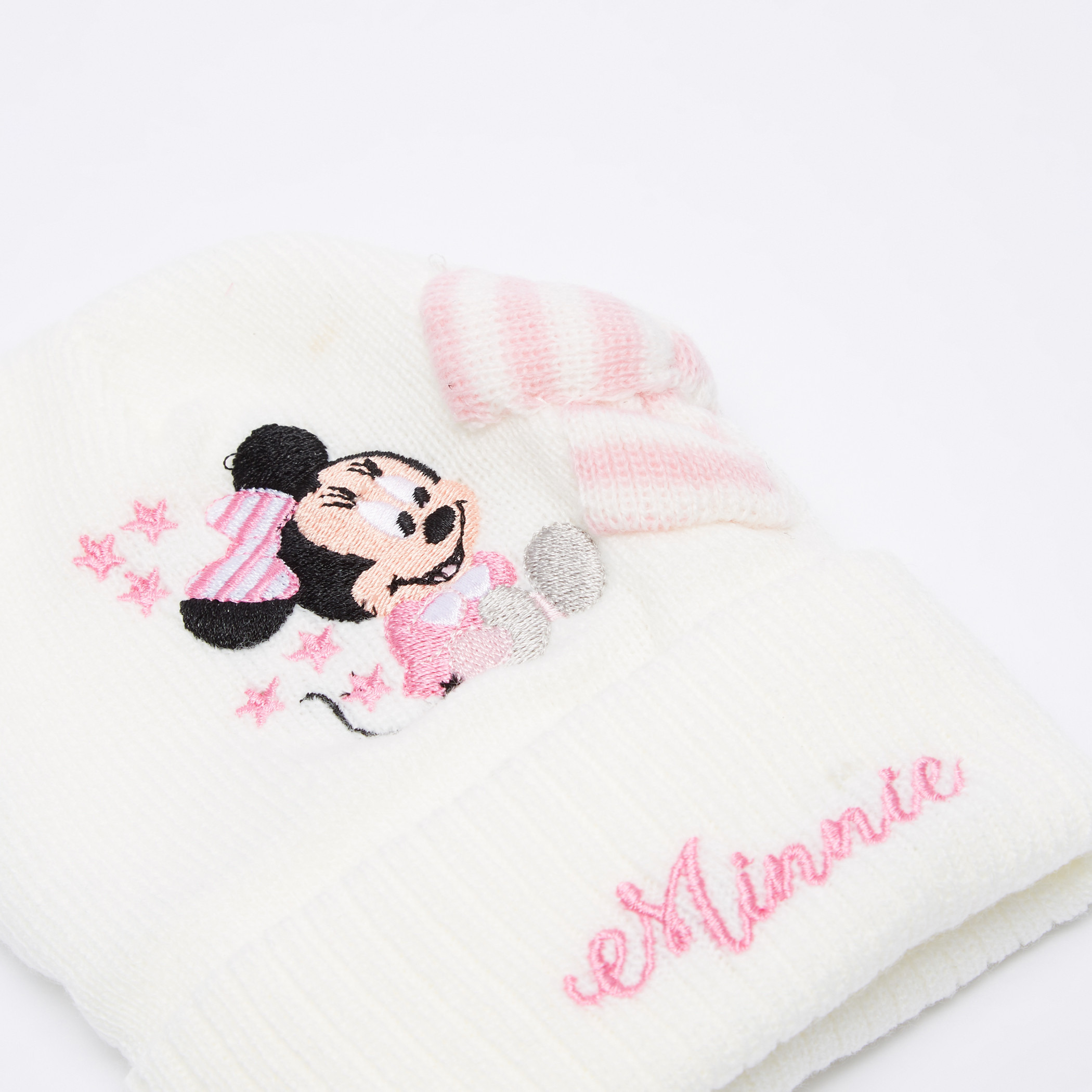Minnie Mouse Embroidered Beanie Cap-baby-girls-accessories-caps-image-3