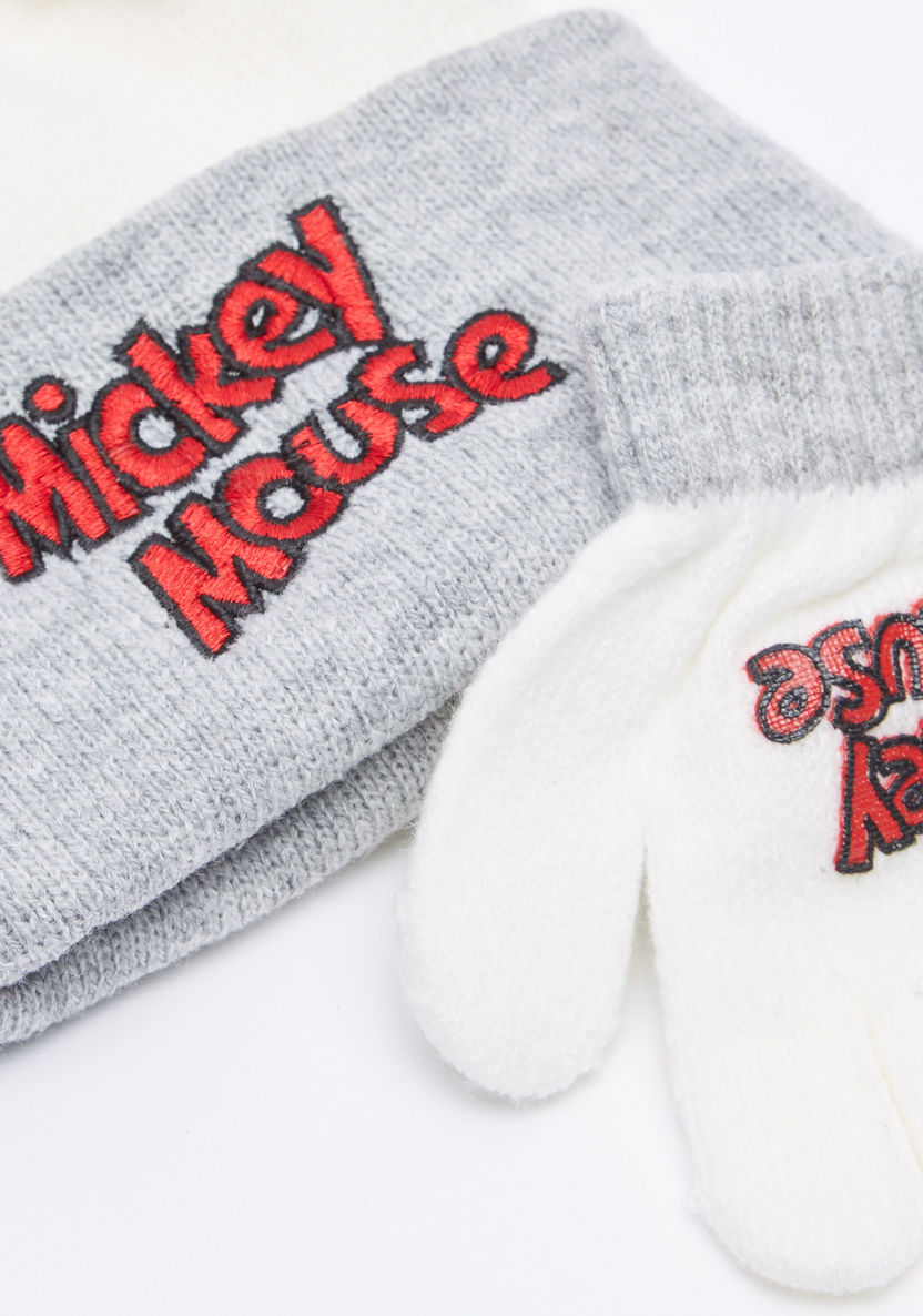 Mickey Mouse Embroidered Cap with Gloves-Caps-image-3