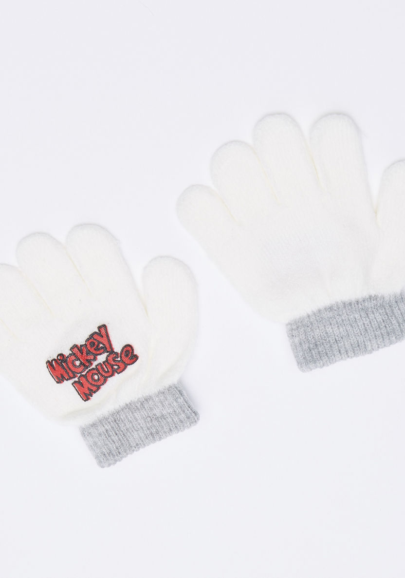 Mickey Mouse Embroidered Cap with Gloves-Caps-image-2