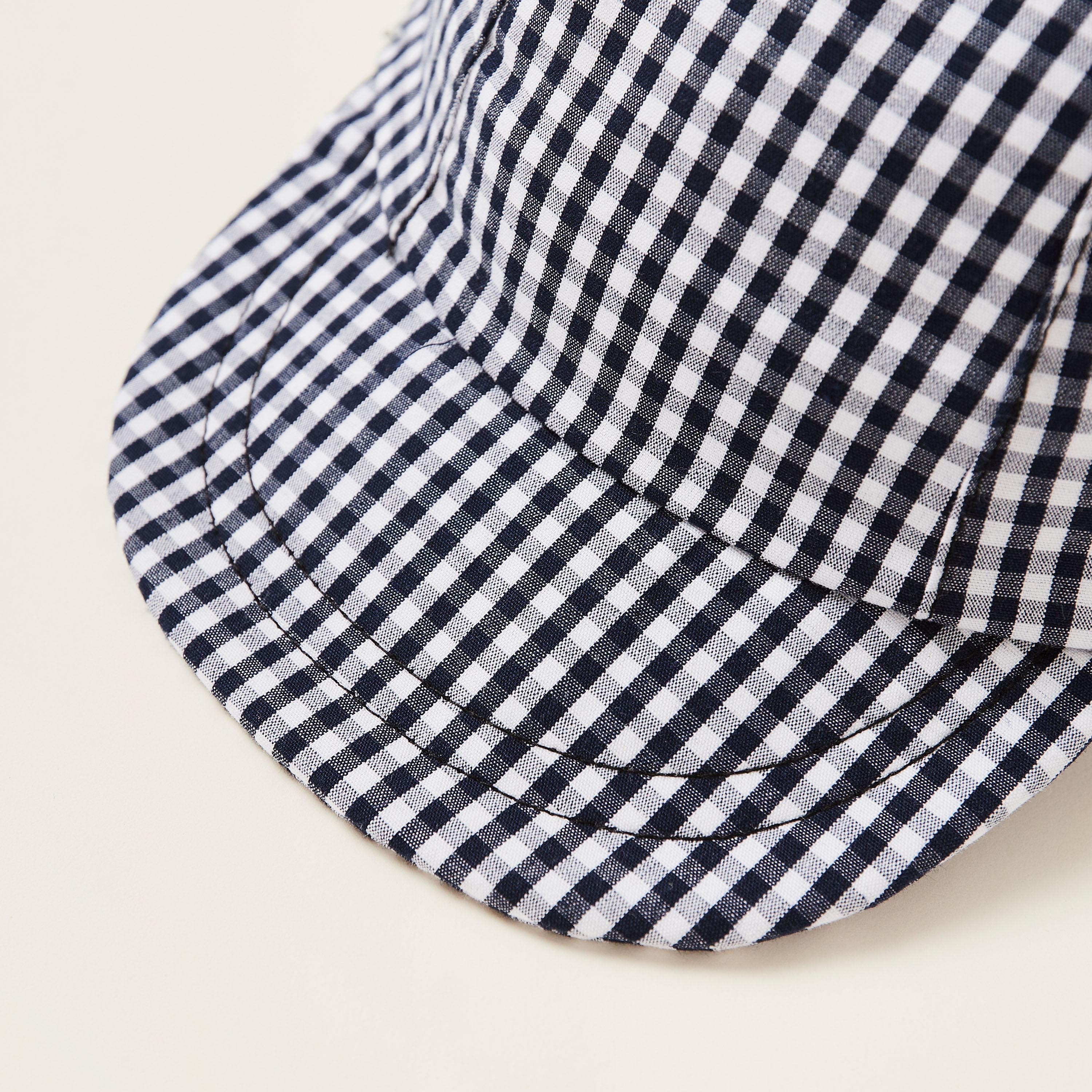 Juniors Checked Baseball Cap with Ear Appliques-baby-boys-accessories-caps-image-3