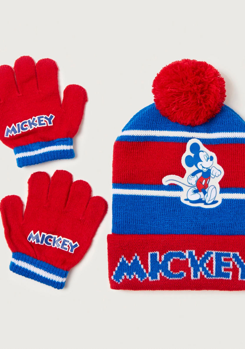 Disney Mickey Mouse Textured Cap and Gloves-Caps-image-0