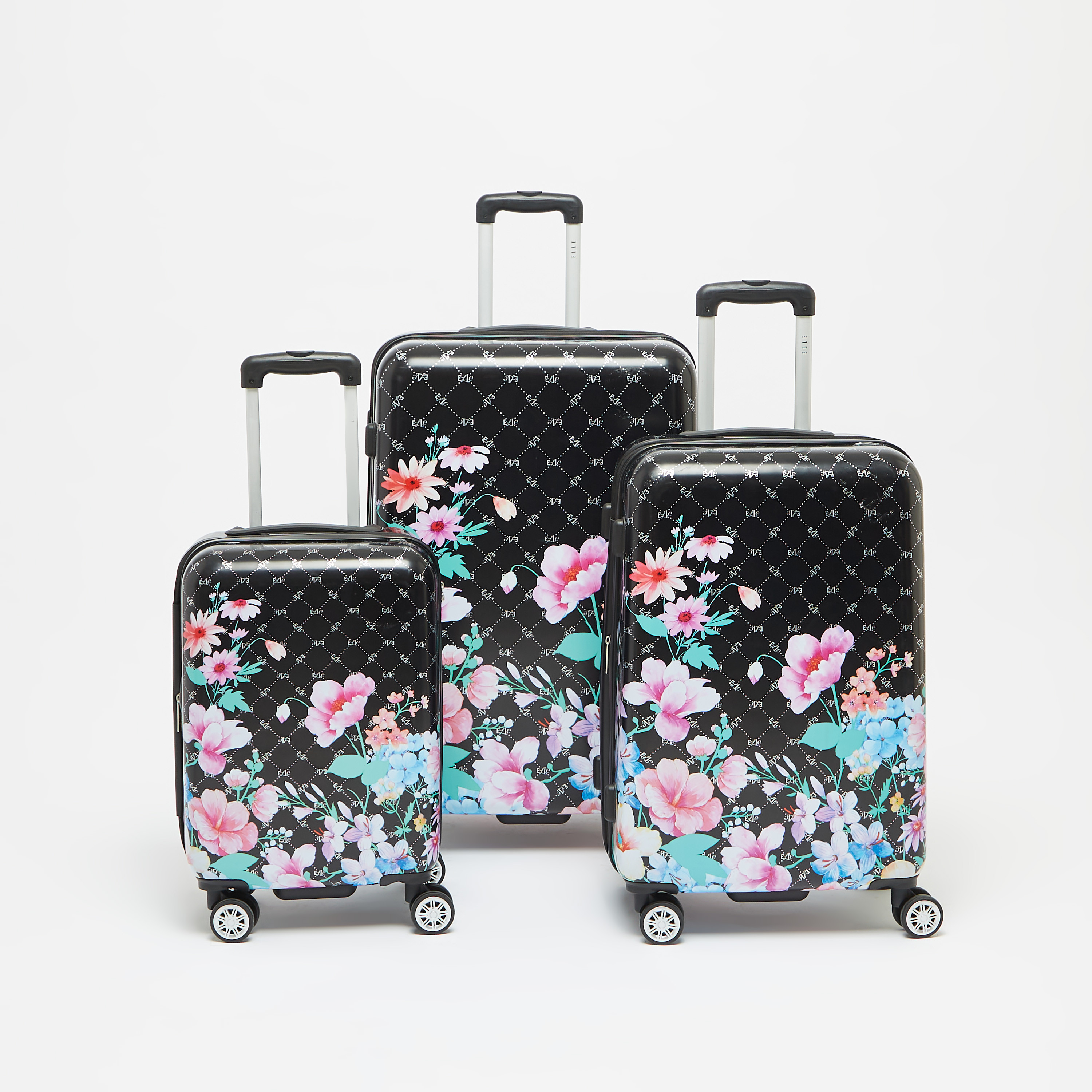 Elle Floral Print Hardcase Luggage Trolley Bag with Retractable Handle