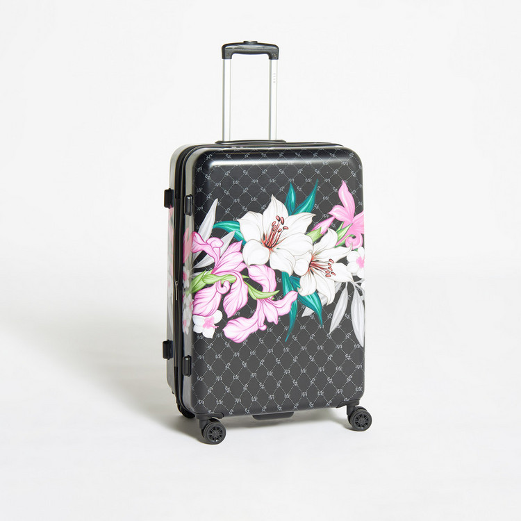 Elle Floral Print Hardcase Trolley Bag with Retractable Handle
