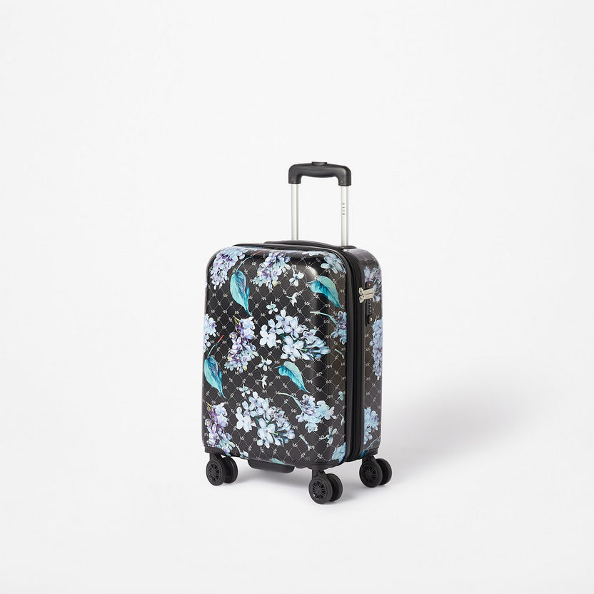 Elle Printed Hardcase Luggage Trolley with Retractable Handle and Wheels-Luggage-image-1