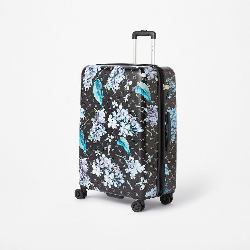 Elle Floral Print Hardcase Luggage Trolley Bag with Retractable Handle and Wheels-Luggage-image-1