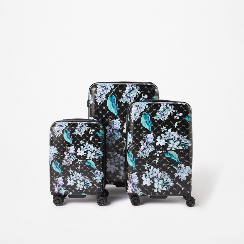 Elle Floral Print Hardcase Luggage Trolley Bag with Retractable Handle and Wheels-Luggage-image-5