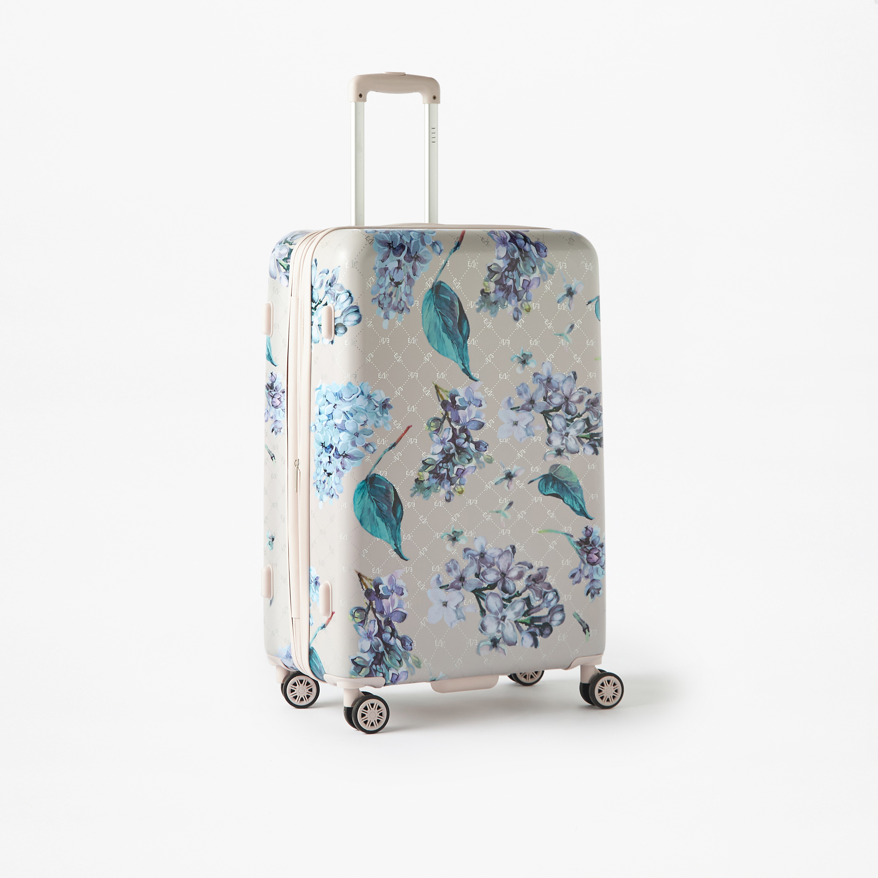 Elle Floral Print Hardcase Luggage Trolley Bag with Retractable Handle and Wheels