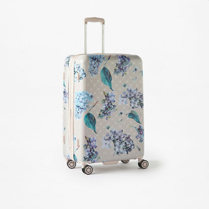 Elle Floral Print Hardcase Trolley Bag with Retractable Handle and Wheels-Luggage-image-0