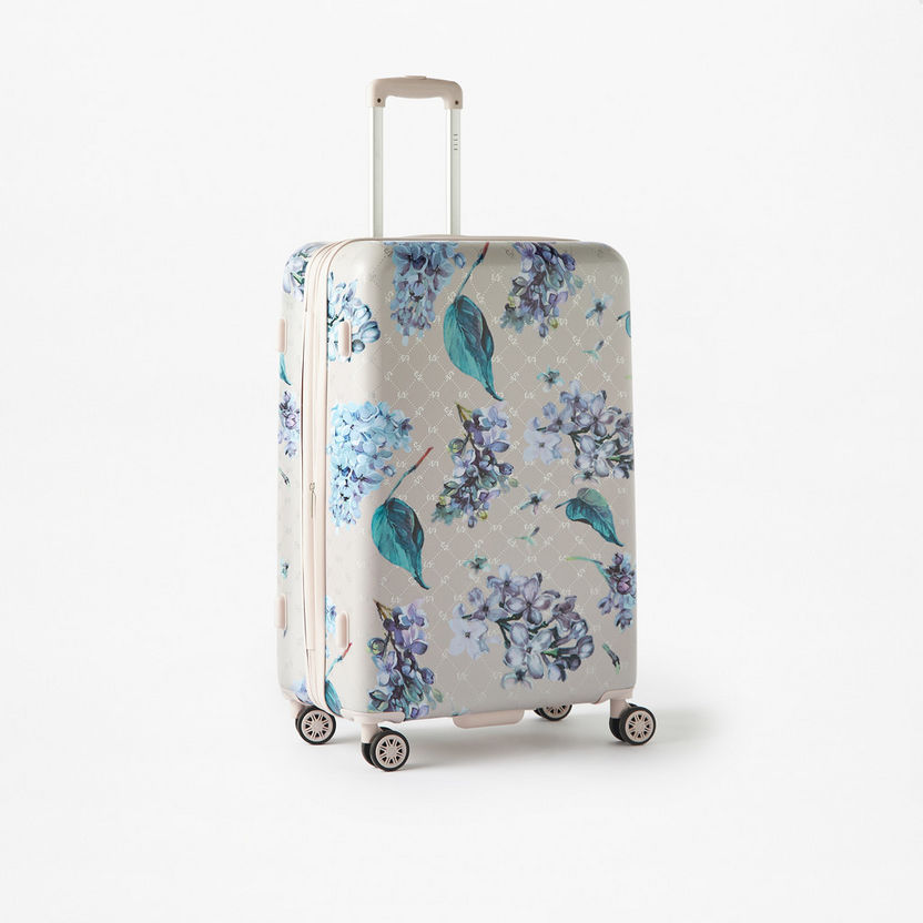 Elle Floral Print Hardcase Luggage Trolley Bag with Retractable Handle and Wheels-Luggage-image-0