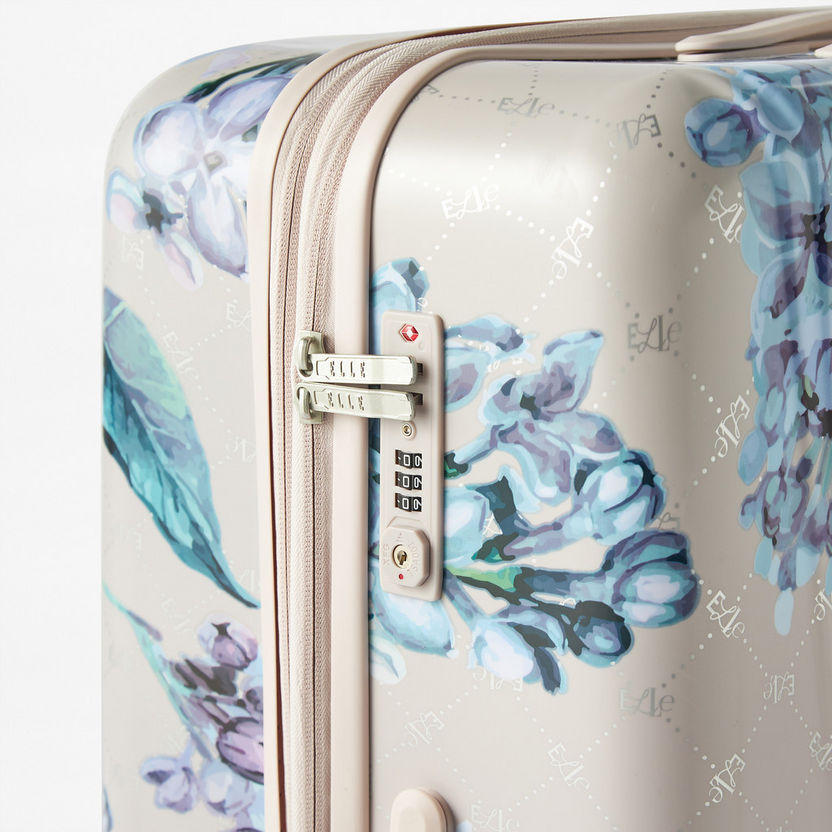 Elle Floral Print Hardcase Luggage Trolley Bag with Retractable Handle and Wheels-Luggage-image-1