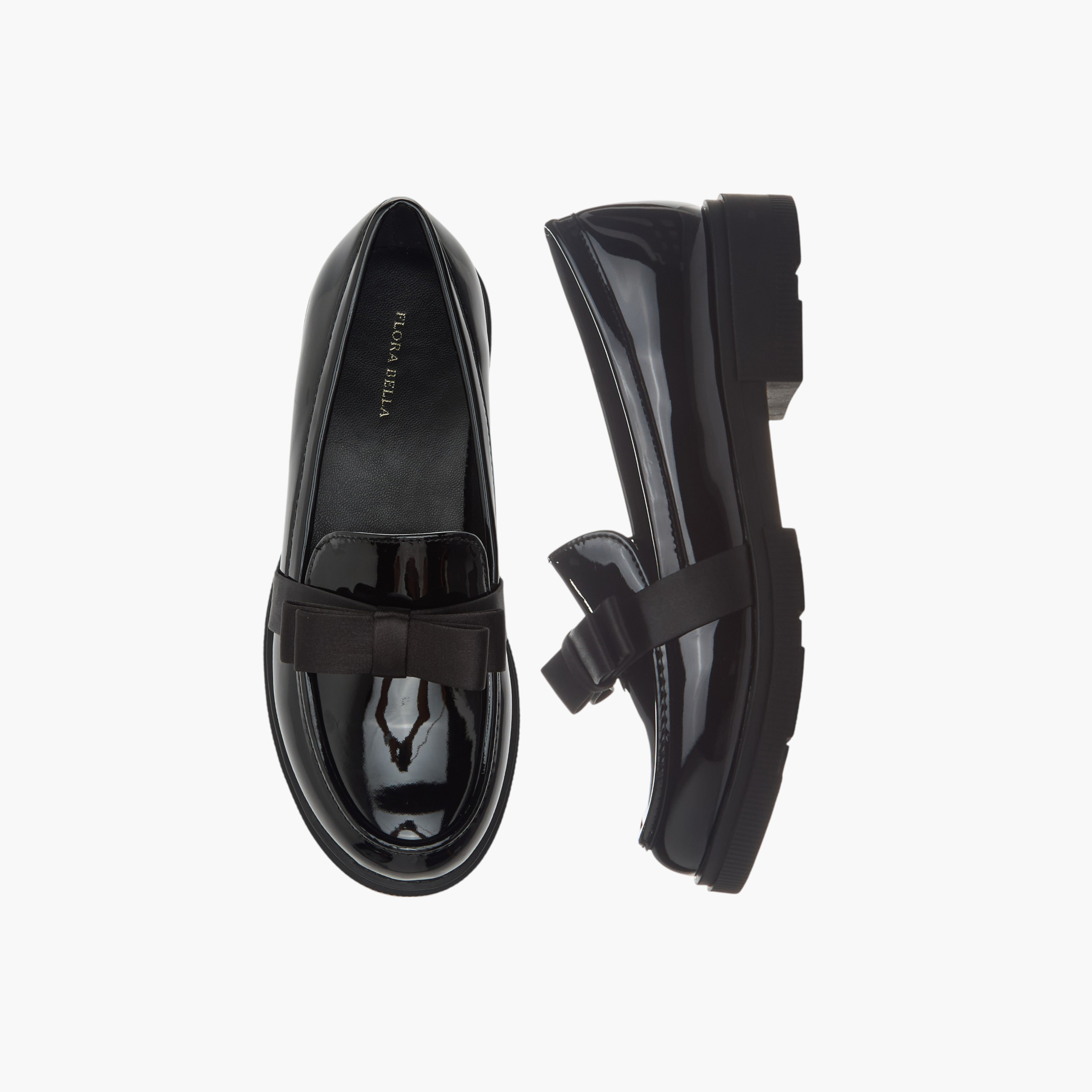 حذاء مدرسي سادة سهل الارتداء بزينة فيونكة من فلورا بيلا-girls-shoes-schoolshoes-image-5