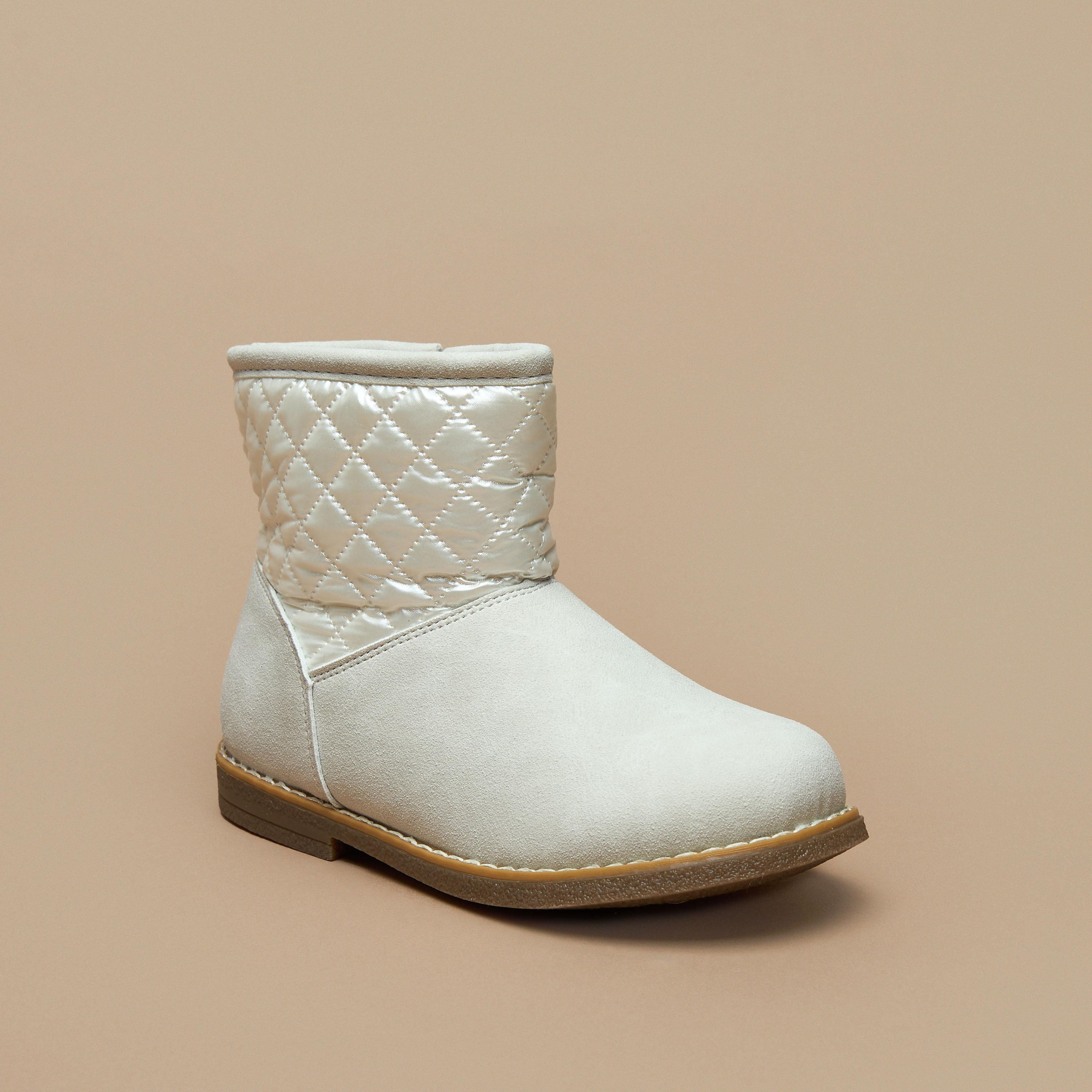 Flora Bella Quilted High Cut Boots with Zip Closure-girls-shoes-boots-image-1
